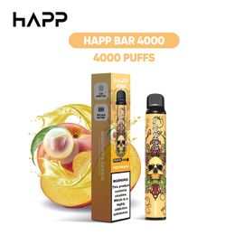 Happ 4000 Puff shisha Vape bar Disposable e cigarettes 2% 5% e-hookah prefilled Vaper Mesh Coil vapes desechable 15 flavors banana juice