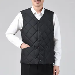 Men's Vests Men Vest Fashionable Cold-proof Down Padding With Button Closure V-neck Autumn Winter Sleeveless Jacket