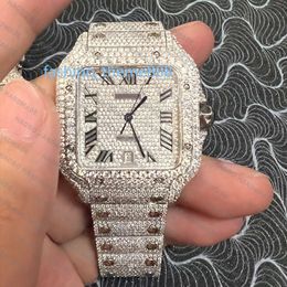 MOQ 1 Custom Cheap Ice Out VVS Moissanite 다이아몬드 기계식 시계