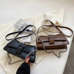 Solid Vintage Handbag Ladies Harajuku Chains Chic Casual Hand Bags For Women Elegant Messenger Bag Luxury Handbags
