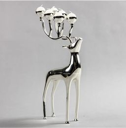 Holders deer shape metal candle holder, 6arms candelabra with 6pcs free candles, decorative candle stick