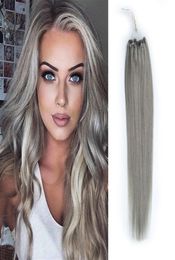 Brazilian Virgin Micro Hair Extension Loop Micro Ring Hair Extension Real Remy Human Hair Grey Colour 100g100s 14quot24quot F5936097