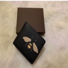 NEW High-quality Luxurys Men Animal Designers Fashion Short Wallet Leather Black Snake Tiger Bee Women Luxury Purse Card Holders With Box Top Quality AA