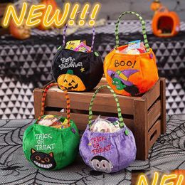 Party Favour New 2021 Halloween Candy Bag Party Decoration Portable Kids Pumpkin Bucket Festival Tote Bags Creative Gift For Children 5 Dhsi5