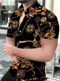 Men's Casual Shirts Summer Fashion Printed Shirt With Lapel Short Sleeve Single Breasted Cardigan Everyday Club Menswear Streetwear