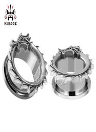 KUBOOZ Stainless Steel Dragon Eat Tail Ear Plugs Tunnels Earring Gauges Body Jewellery Piercing Stretchers Expanders Whole 825m9072401