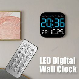 LED Digital Wall Clock Large Screen Time Temperature Date Week Display with Remote Control Adjustable Brightness Alarm 240106