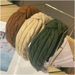 Headband Autumn Winter Knitting Twist Turban Prints Stretch Hairbands Sport Headbands Yoga Headwrap Bandana Women Girls Hair Drop Deli Dhf5G