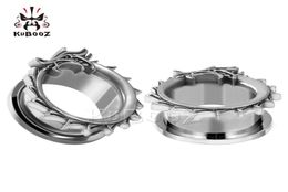 KUBOOZ Stainless Steel Dragon Eat Tail Ear Plugs Tunnels Earring Gauges Body Jewellery Piercing Stretchers Expanders Whole 825m8075531