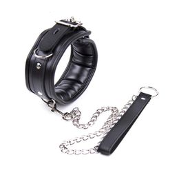 Leather Collar and Leash for Pet Play Games BDSM Bondage Neck Cuff Fetish Slave Choker Collar Adult Sex Toys for Couples 240106