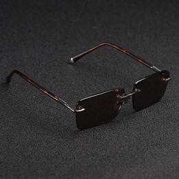 Whole-Zerosun Glass Sunglasses Male Rimless Sun Glasses for Men Brown Lens Anti Scratch Brand Designer Vintage Eyewear222Z