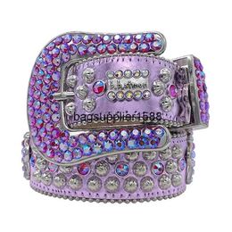 Belts 2023 Fashion Purple Designer Bb Simon Belts for Men Women Shiny diamond belt Black Blue white multicolour with bling rhinestones a