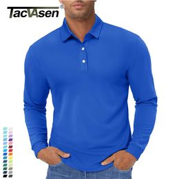 TACVASEN Long Sleeve Polos Quick Dry T-shirts Mens Breathable Sports Tees Casual Golf Polo Shirts Work T-shirt Pullover Tops Man 240106