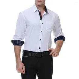 Men's Casual Shirts Lapel Long Sleeve Shirt Men Solid Colour Formal Business Slim Fit Single-breasted For Fall