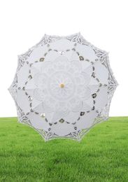 Solid Colour Party Lace Umbrella Parasols Sun Cotton Embroidery Bridal Wedding Umbrellas white Colours available DH87685974984