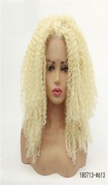 613 Blonde Synthetic Lace frontal Wigs Afro Kinky Curly LaceFront Wig High Temperature Fibre perruques de cheveux humains 1807136442675