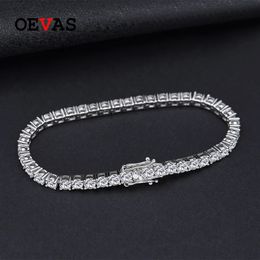 OEVAS 100 925 Sterling Silver m Created Diamond Gemstone Bangle Charm Wedding Tennis Bracelet Fine Jewellery Wholesale DropShip 240105