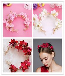 Wedding Bridal Rose Flower Headband Floral Crown Tiara Hairband Pink Purple Red Ivory Flowers Head Bands Hair Accessories Ornament8928840