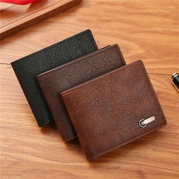 Wallets Men Purse Black Coin Wallet Male Business ID Cards Holder PU Leather Multiple Slot Casual Large Capacity Dollar Money Bags