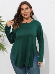 Women's T Shirts Autumn Winter Long Sleeve Base Tops Oversized Clothing Solid Colour Casual Irregular T-shirt