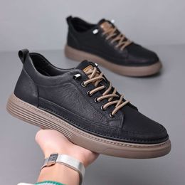 Men Athletic Shoes Genuine Leather Casual Lace Up Oxford Outdoor Jogging Office Men's Dress Sneakers 2023 Man Brand