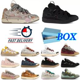 Luxury Leather Curb Sneakers Designer Shoes For Men Women Extraordinary Casual Sneaker Paris Calfskin Rubber Platformsole Mens Trainers R8M5#