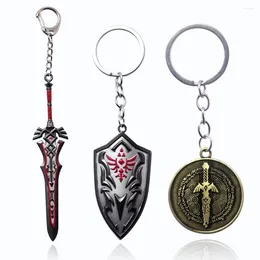 Keychains Tears Of The Kingdom Master Sword Keychain Zeldas Royal Guards Shield Model Pendant Keyring Collection Toys For Fans Gifts