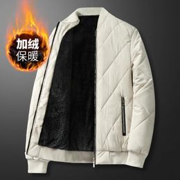 Winter Fleece Jacket Men Warm Thick Stand Collar Coat Male Bomber Korean Fashion Outdoor Windproof Outwear 240106
