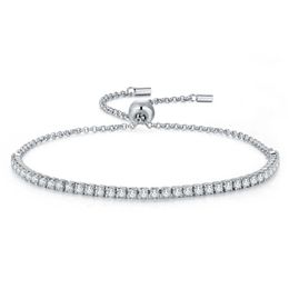 White Lover 925 Sterling Silver Adjustable tennis Bracelets for women Crystal CZ Jewelry Gift Fashion Bracelet 240105
