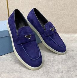 New Luxury Summer Walk Men Loafers Dress Sneakers Shoes Flat Low Top Suede Cow Leather Oxfords Suede Moccasins Rubber Sole Gentleman Footwear Man Casual Shoe with box