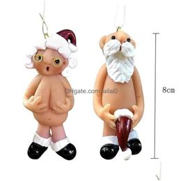 Decorations Christmas Decorations 24Pcs Funny Naked Santa Claus Hanging Pendant Malefemale Tree 2022 Year Resin Gifts Home Party Drop Delivery