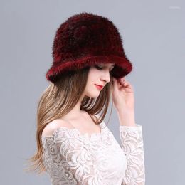 Berets Elegant Fedoras Hat Women Winter Warm Fashion Fedora Cap Ladies Mother Middle-aged Elderly Party Hats H7053