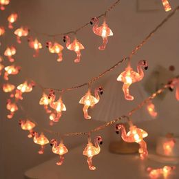 1pc Battery-powered Flamingo String Lights,10/20 LED, For Summer Decoration, Parties, Birthdays, Weddings, Christmas, For Indoor, Outdoor (Batteries Not Included)