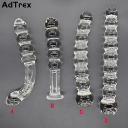 Glass 8 Anal Beads Butt Plug Big Ball Large Crystal Dildo Penis Artificial Dick Gay Masturbate Adult Sex Toy For Women men 240106