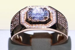 Men Luxury Engagement Wedding Band Ring Rose Gold Filled 3Ct Diamonique CZ Ring For Men Fashion Jewellery Gift Size 7137198750