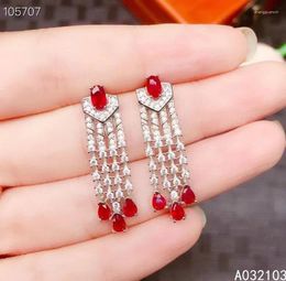 Dangle Earrings KJJEAXCMY Fine Jewelry 925 Sterling Silver Inlaid Natural Ruby Girls' Noble Exquisite Water Drop Eardrop Support Test