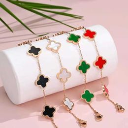 Classic Van Jewellery Accessories New Single sided Four Leaf Grass 18k gold Colourless Women's Bracelet Light Luxury Small Size Five Flower Handicraft
