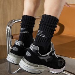 Men's Socks Male Letter Medium Tube Japanese Solid Thickened Sockings Towel Bottom Couple Knitted Sports Harajuku Vintage