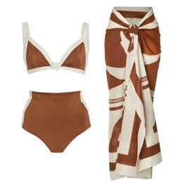 Swimwear Women Fashion Deep V-neck Micro Bikini Two Piece Set and Cover-ups Patchwork Swimsuits Summer Bathing Suit Tankini 240105