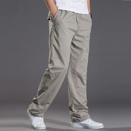 Mens Casual Cargo Cotton Pants Men Pocket Loose Straight Elastic Work Trousers Brand Fit Joggers Male Super Large Size 6XL 240105