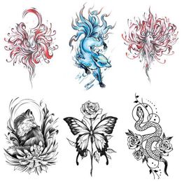 New Nine Tailed Fox Bi'An flower color water transfer simulation tattoo arm half back paste