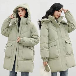 Women's Trench Coats 2024 Winter Clothes Women Long Cotton Jacket Zipper Loose Apron Coat Black Beige Thick Thermal Parka Windproof Outwear