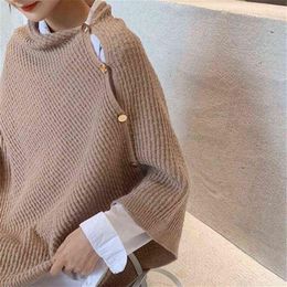 Scarves Women Versatile Knitted Scarf Solid Wraps Poncho Sweater with Buttons Light Weight Autumn Winter Warm Shawl Poncho Cape Ca247R