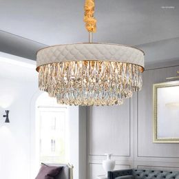 Chandeliers Modern Multi-Layer Crystal Fabric Round Art Chandelier For Living Room Bedroom Model Dinning Home Luxury Hanging Light