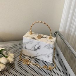 Evening Bags Women Acrylic Box Shoulder Bag Fashion Marble Pattern Chain Women's Matal Hadle Clutch