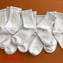 Mens Socks 10 Pairs/lot Men Solid Black White Grey Breathable Cotton Sports Summer Autumn Thin Male Mid Tube Women