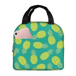 Dinnerware Yellow Pineapple Lunch Box Insulated With Compartments Reusable Tote Handle Portable For Kids Picnic School