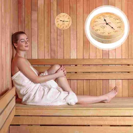 Wall Clocks Sauna Wooden Clock Timer Accessories Adornment Hand Crafted Wood Construction Steam Room