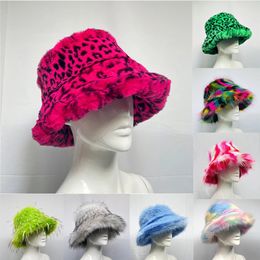 Faux Fur Hat Women's Elegant Autumn and Winter Fur Fisherman Hat Korean Senior Warm Bucket Hat Colourful and Gorgeous Hat 240106
