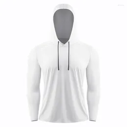 Men's Polos Anti-ultraviolet Hooded Long-sleeved Fitness Suit Slim-fit Sports Running Basketball Sun-protective